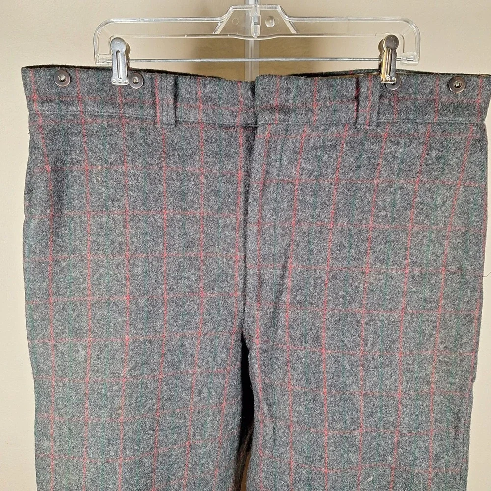 Woolrich Vintage Wool Malone Trousers Plaid Hunting Logger Heavy Mens Gray 40